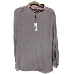 Deploy London 100% Silk Long Sleeve Blouse Size 16 – Dusty Mauve, New With Tags